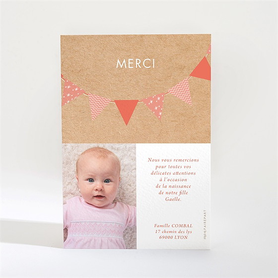 Remerciement naissance banderole en fête