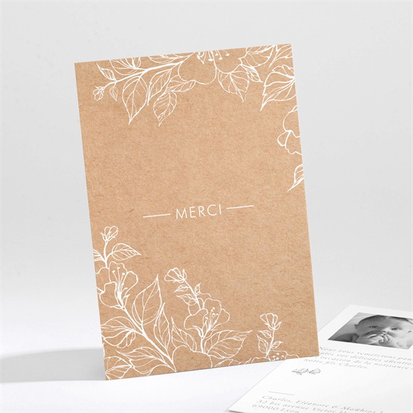 Remerciement naissance Jolie Gravure blanche réf.N211254