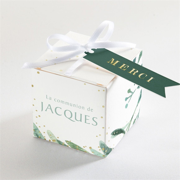 Boîte de dragées communion Végétal et dorure réf.N340275