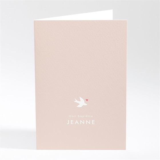 Menu baptême colombe beige rosé
