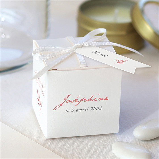 Boîte de dragées communion cuivré végétal