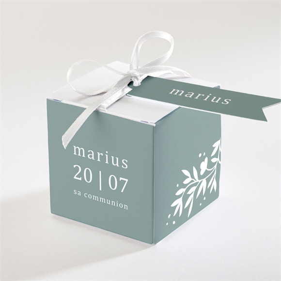 Boîte de dragées communion Gaufrage Émeraude réf.N340280