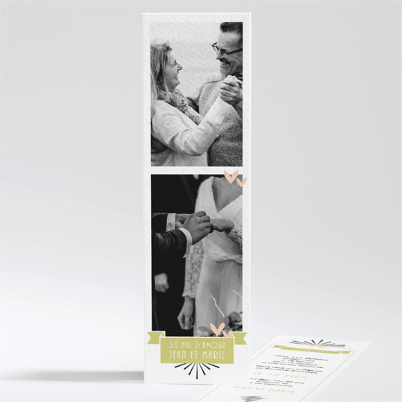 Invitation anniversaire de mariage Marque page réf.N201102