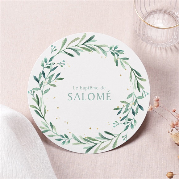 Faire-part de baptême Feuilles et Or réf.N321152