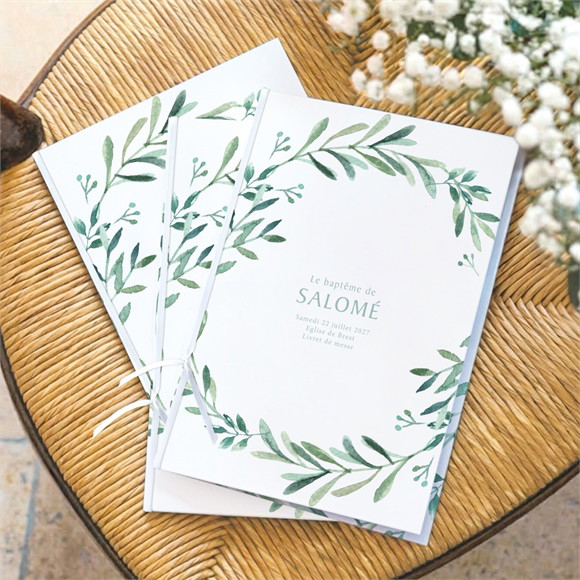 Livret de messe baptême Feuilles et Or réf.N491185