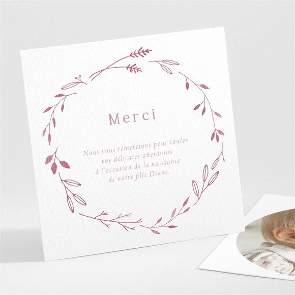 Remerciement naissance Rose Végétal réf.N301192