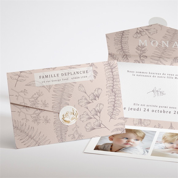 Faire-part naissance Gravure élégante photo réf.N97117