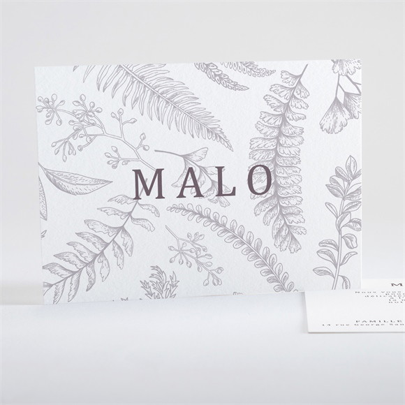 Remerciement naissance Gravure Gris perle réf.N15110