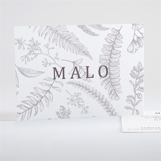 Remerciement naissance gravure gris perle