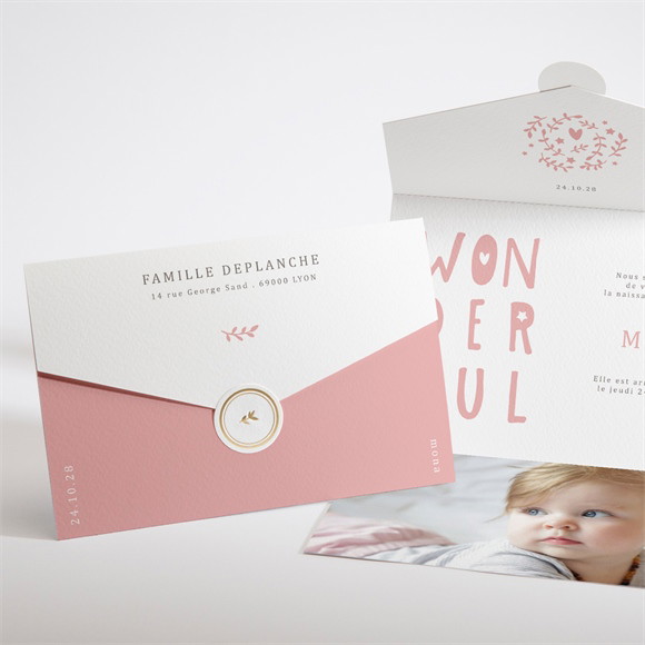 Faire-part naissance Rose réf.N97119