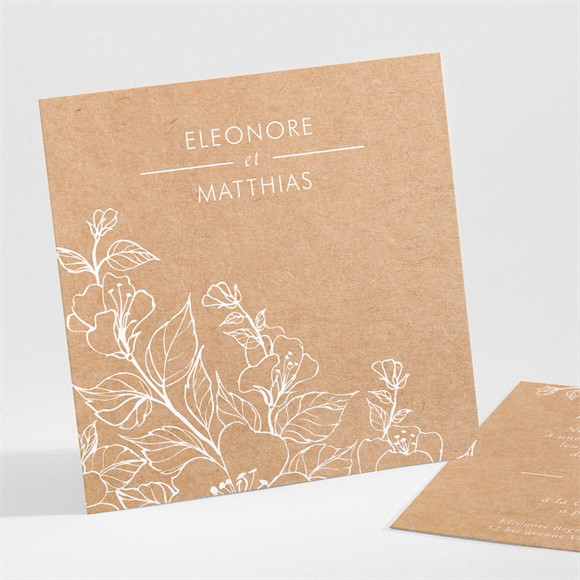 Carton d'invitation mariage Gravure élégante réf.N301198