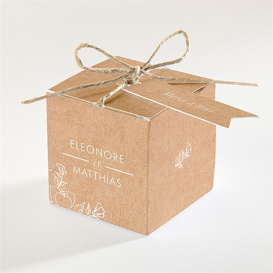 Boîte de dragées mariage gravure élégante