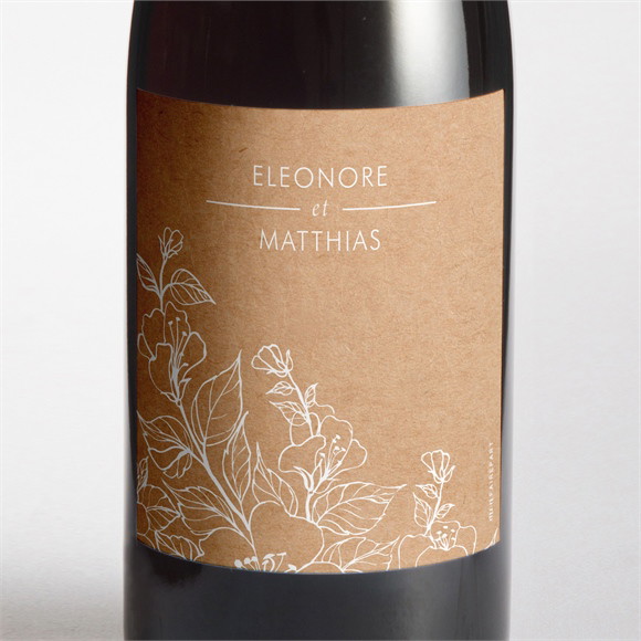 Etiquette de bouteille mariage Gravure élégante réf.N3001605