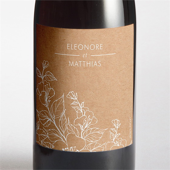 Etiquette de bouteille mariage gravure élégante