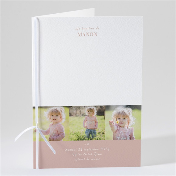 Livret de messe baptême Rose thé réf.N491190