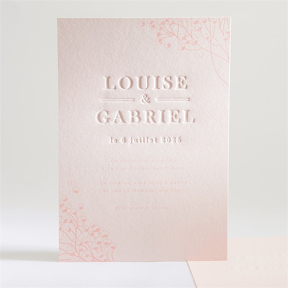 Faire-part mariage gravure pastel