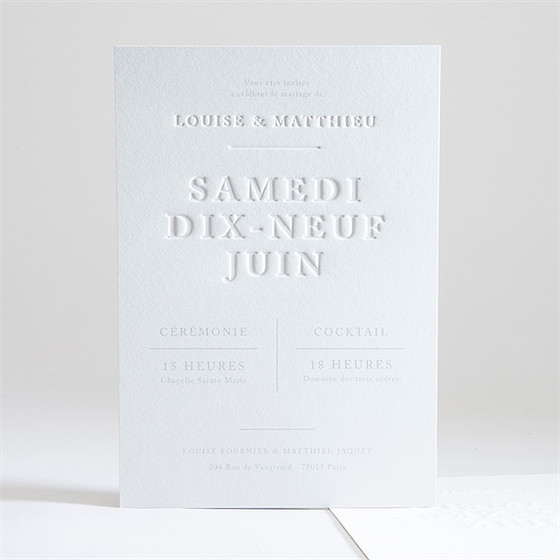 Faire-part mariage date gravée