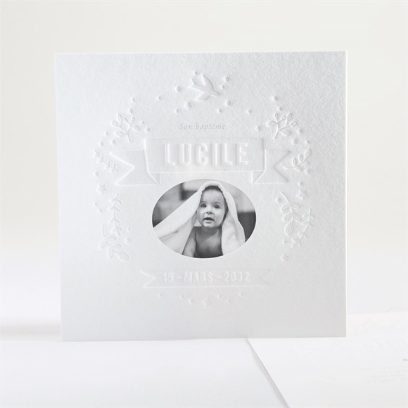 Faire-part de baptême En beaux reliefs réf.N35194