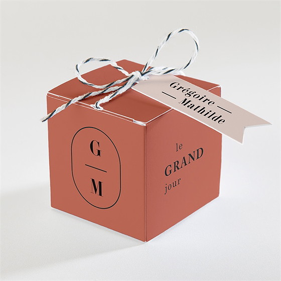 Boîte de dragées mariage en terracotta