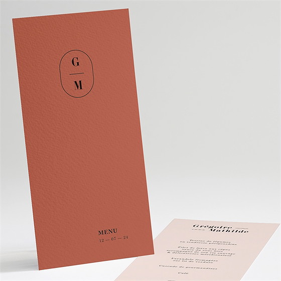 Menu mariage en terracotta