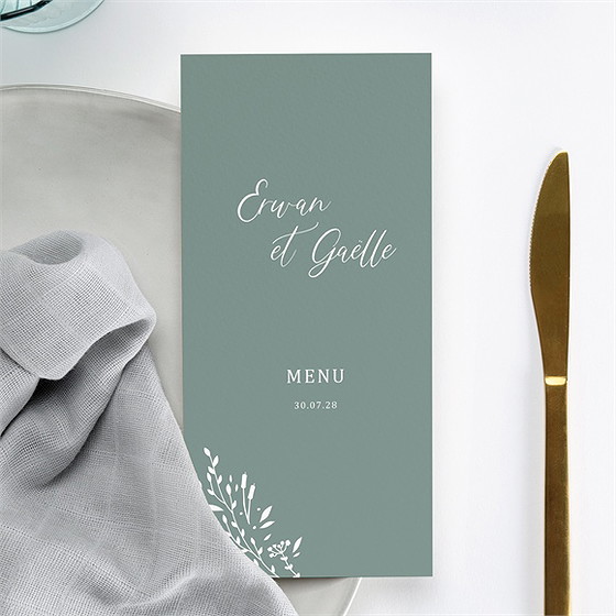 Menu mariage elégante poésie