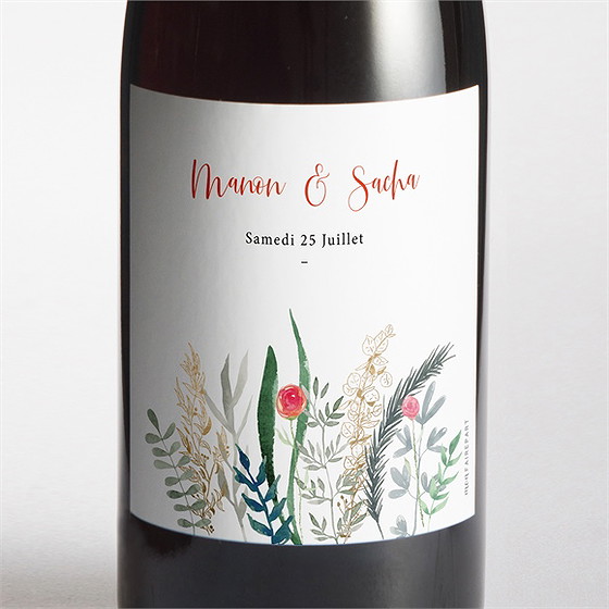 Etiquette de bouteille mariage douceur printanière