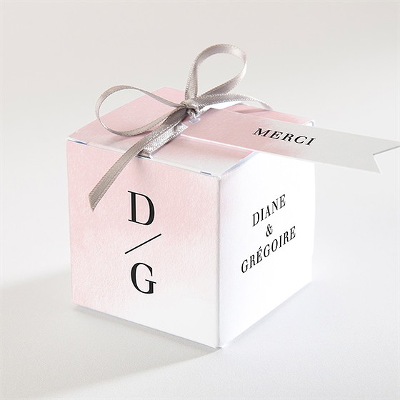 Boîte de dragées mariage black et pastel