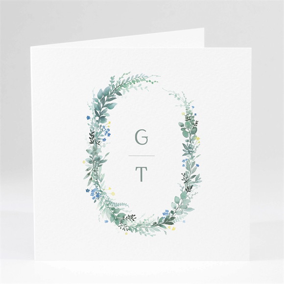 Faire-part mariage Poésie d'Aquarelle initiales réf.N46148
