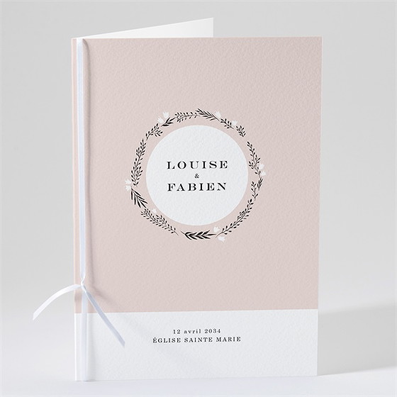 Livret de messe mariage en rose et blanc