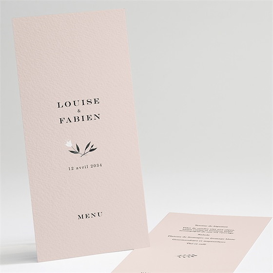 Menu mariage en rose et blanc