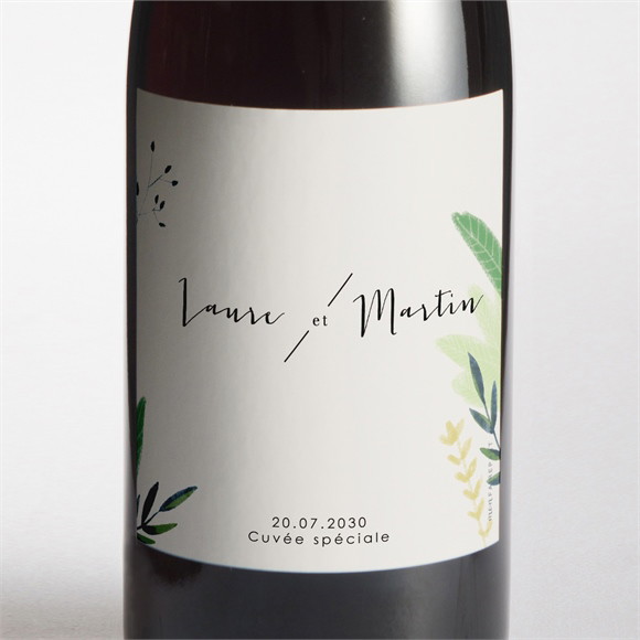 Etiquette de bouteille mariage Univers végétal réf.N3001630