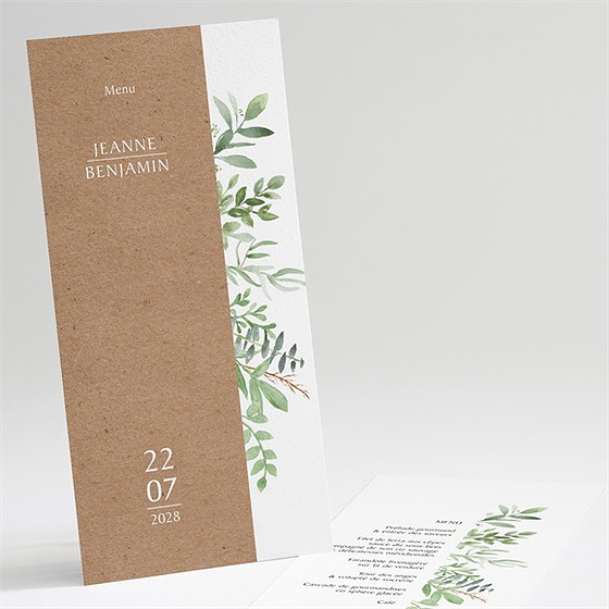 Menu mariage nature chic