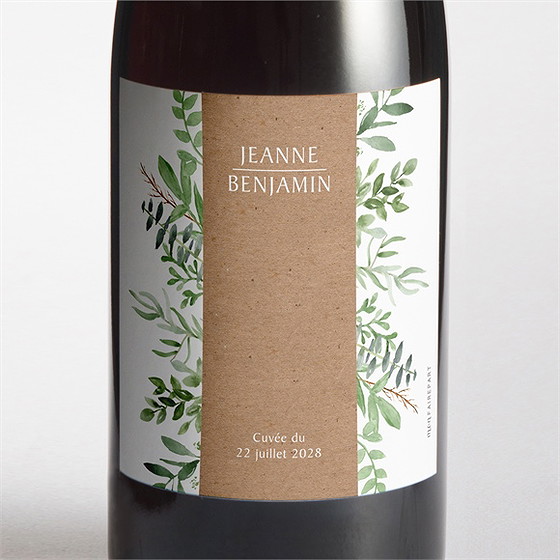 Etiquette de bouteille mariage nature chic