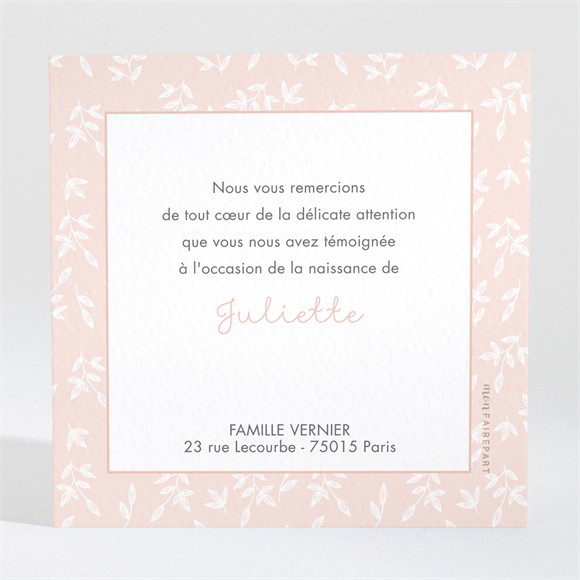 Remerciement naissance Simple Cadre et photo réf.N3001637