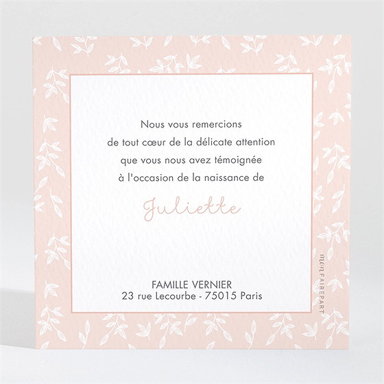 Remerciement naissance simple cadre et photo