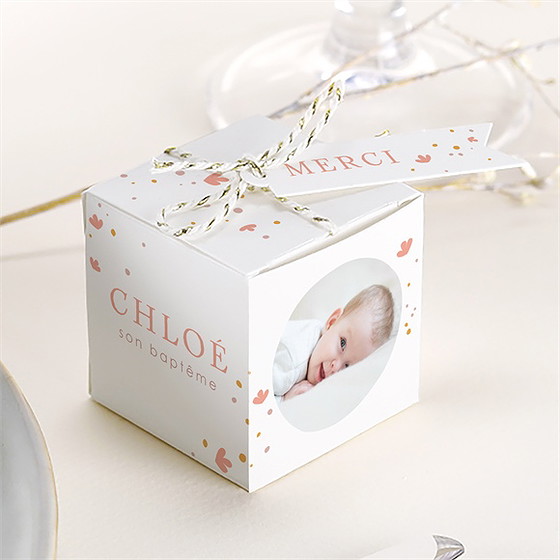 Boîte de dragées baptême subtil tressage