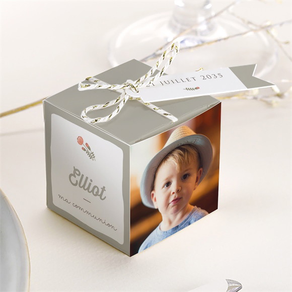 Boîte de dragées communion Signature Florale réf.N340332