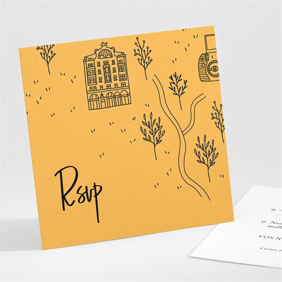 Carton réponse mariage Bohême chic réf.N301256