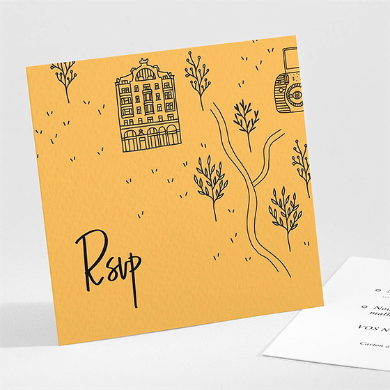 Carton réponse mariage bohême chic