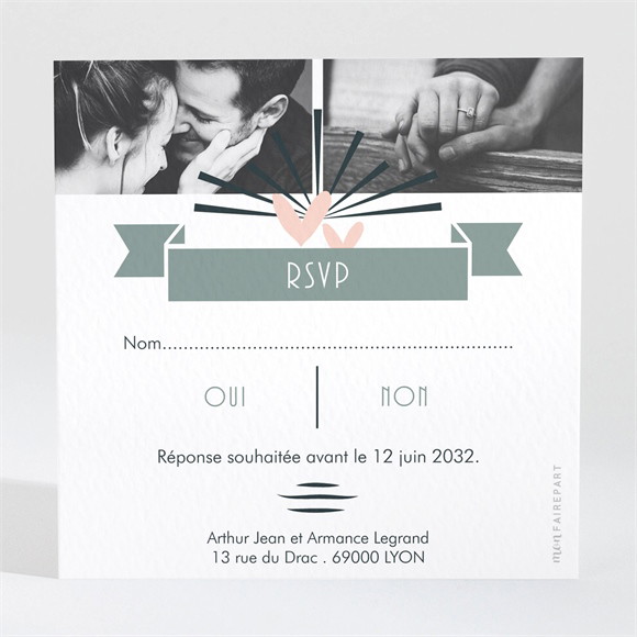 Carton réponse mariage Petit Pele Mele réf.N3001654