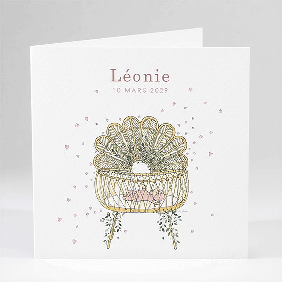 Faire-part naissance tendre berceau