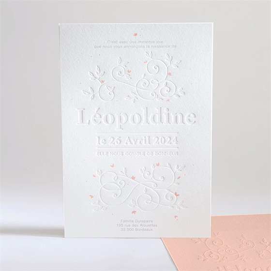 Faire-part naissance empreintes et reliefs