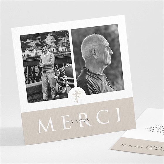 Remerciement décès hommage original carré