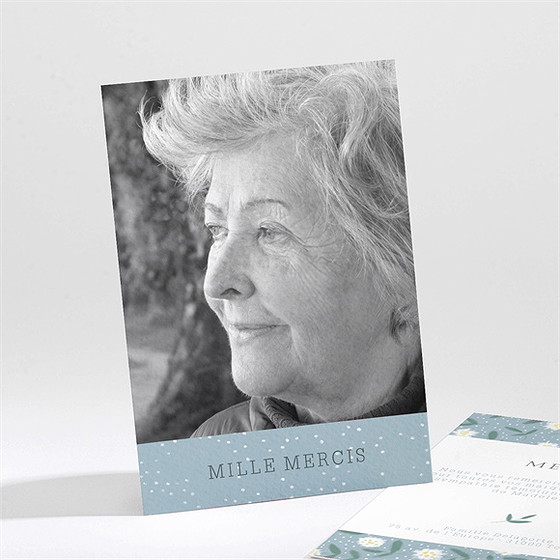 Remerciement décès esquisse fleurie