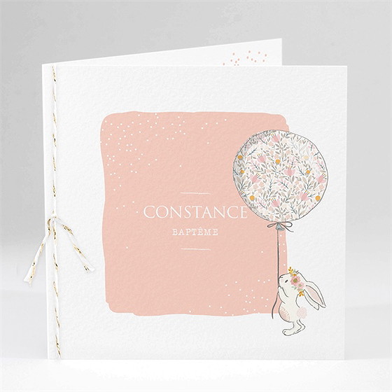 Faire-part de baptême petit lapin baptême