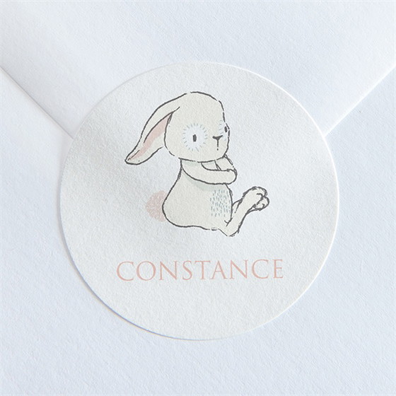 Sticker baptême petit lapin baptême