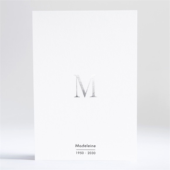 Faire-part décès Son Initiale argentée réf.N241231