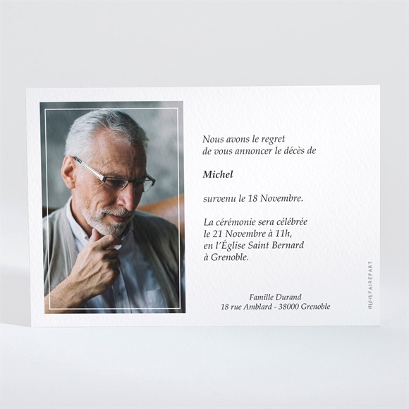 Faire-part décès Son beau portrait réf.N11046