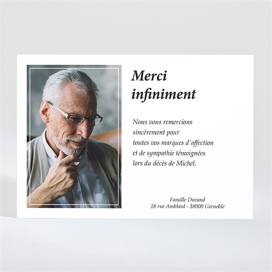 Remerciement décès son beau portrait magnet