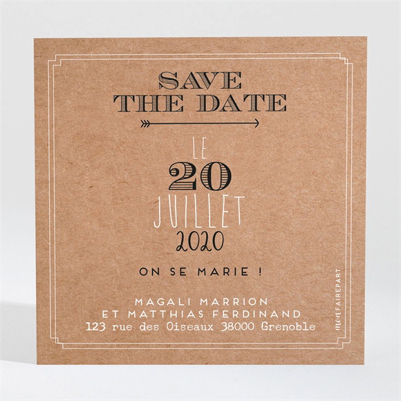 Save the Date mariage Kraft vintage réf.N3001670